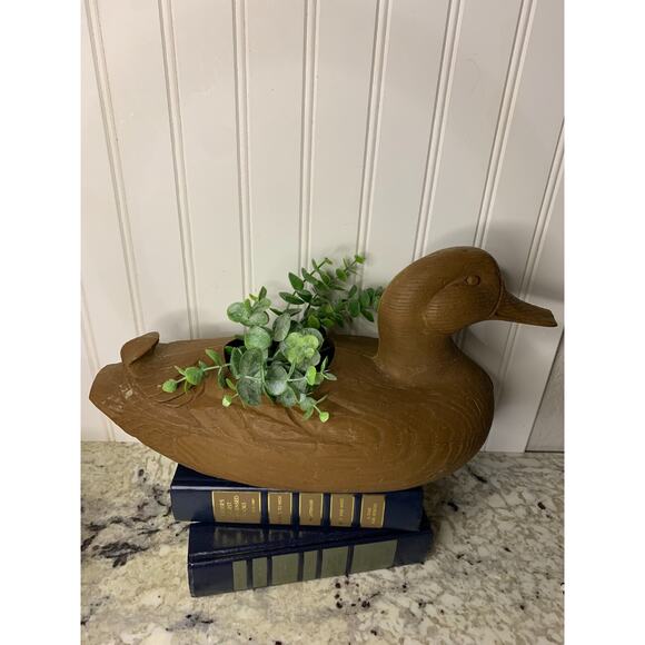 Plastic Duck Decoy Planter Brown 13"x7"x6" Rustic Country Farmhouse Hunting - Picture 2 of 5